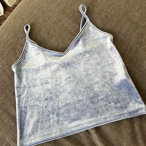 FOREVER 21- small, blue, velvet crop top.